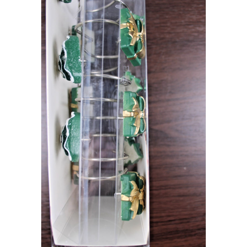 ****Set of 12 Christmas Trees and Presents Shower Curtain Rings NIB****
