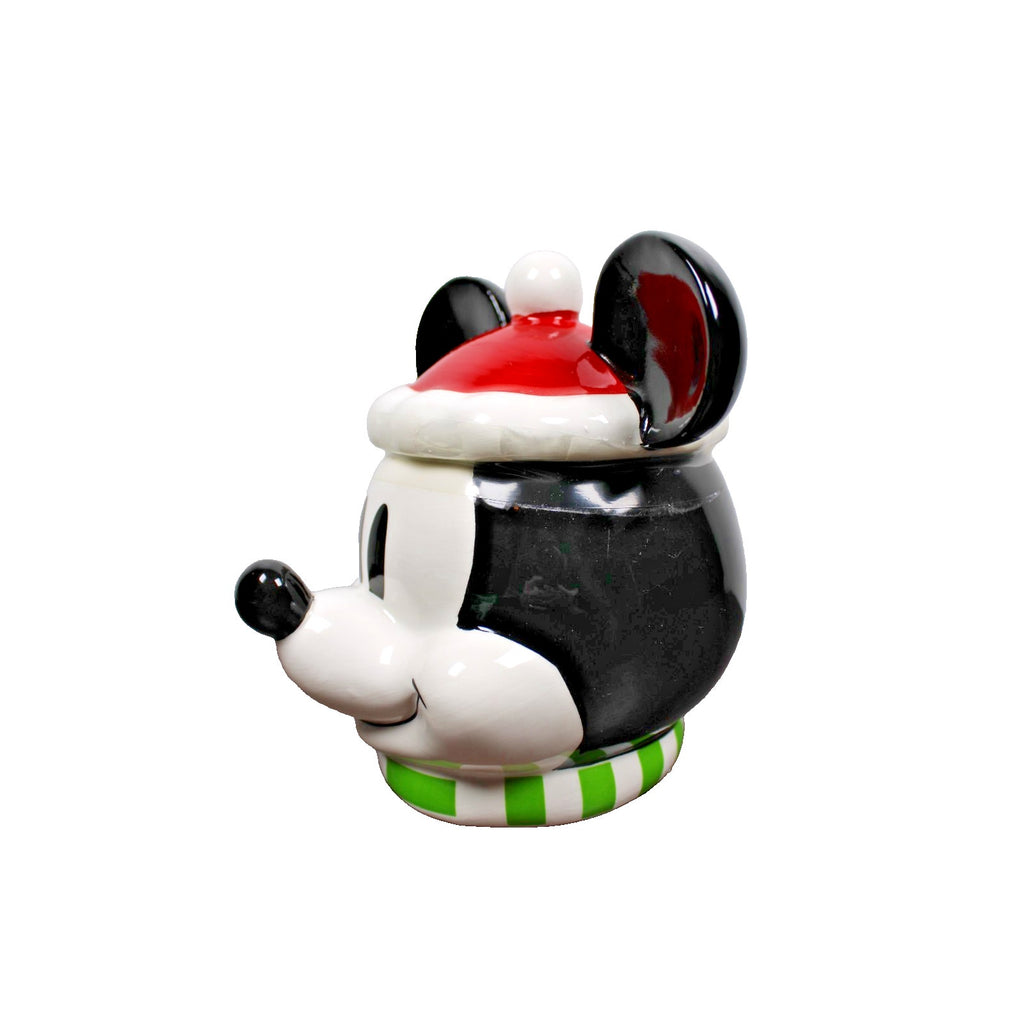 Mickey Mouse Cookie Jar Christmas Holiday Santa Hat