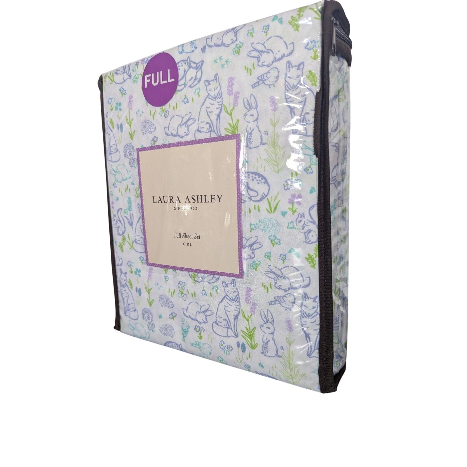 Laura Ashley Spring Animal Flowers Furry Friends 3-pc FULL Sheet Set - New