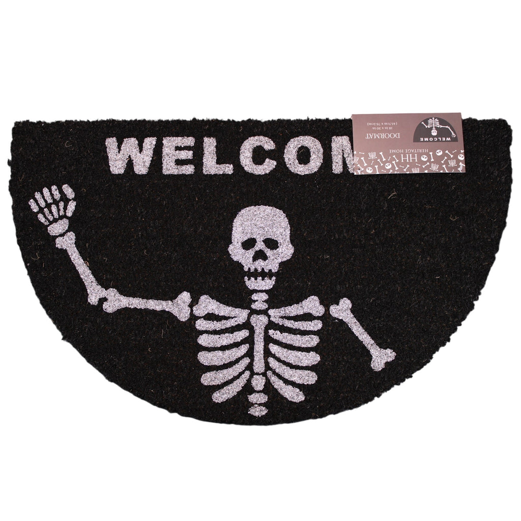 Heritage Home Half-Moon Shape Coir Welcome Skeleton Doormat, 18x30 Anti-Slip