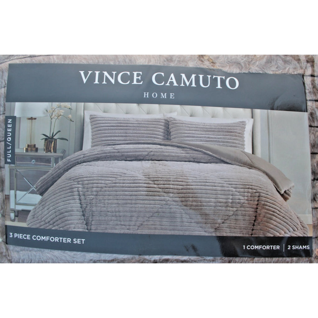 Vince Camuto Home 3 Piece Comforter Set Full/Queen Luxe Faux Fur - Extra Soft