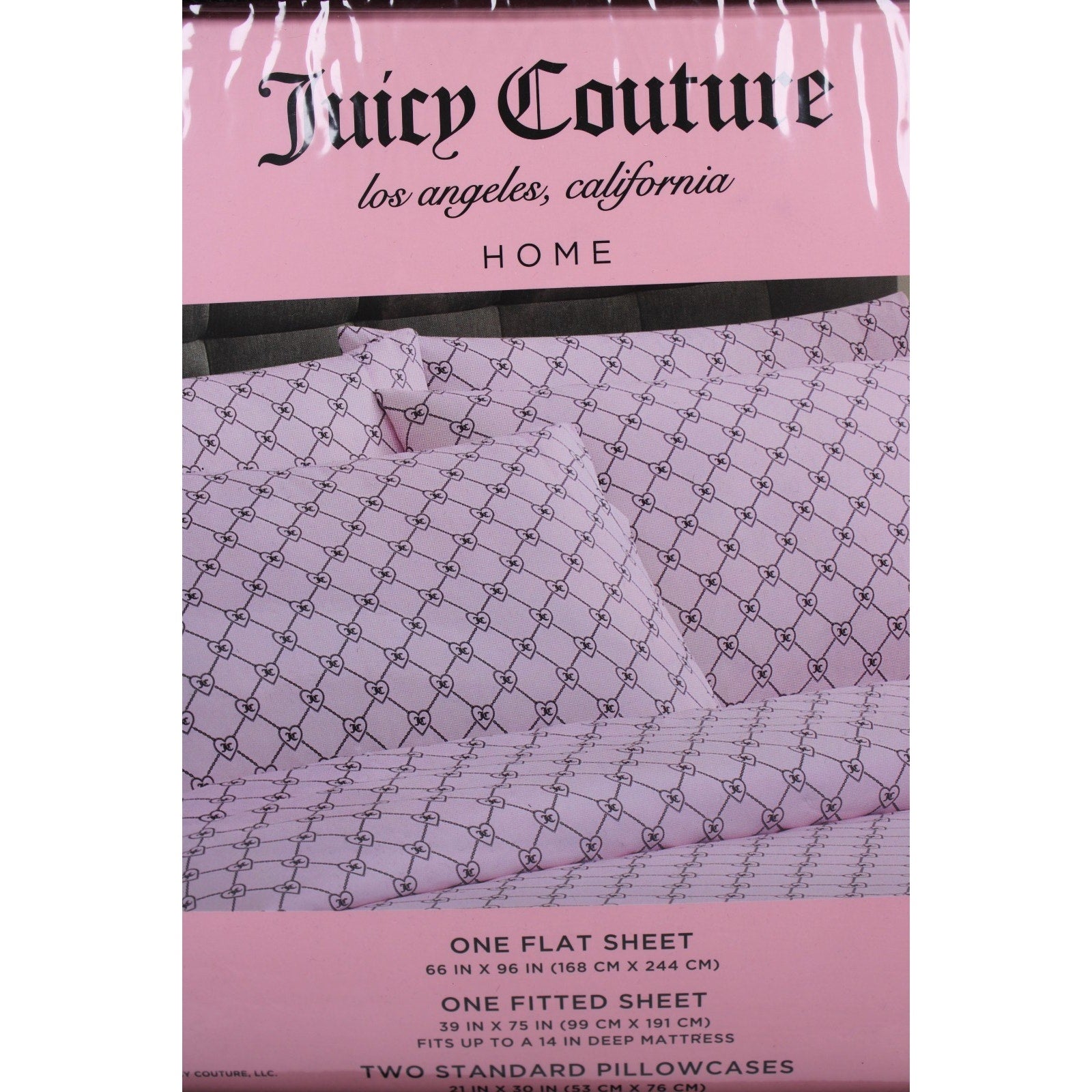 Juicy Couture Twin 4psc Bed Sheet Chains and Hearts