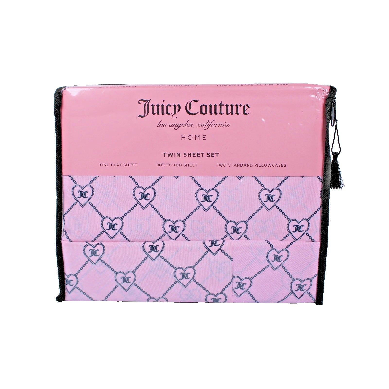 Juicy Couture Twin 4psc Bed Sheet Chains and Hearts