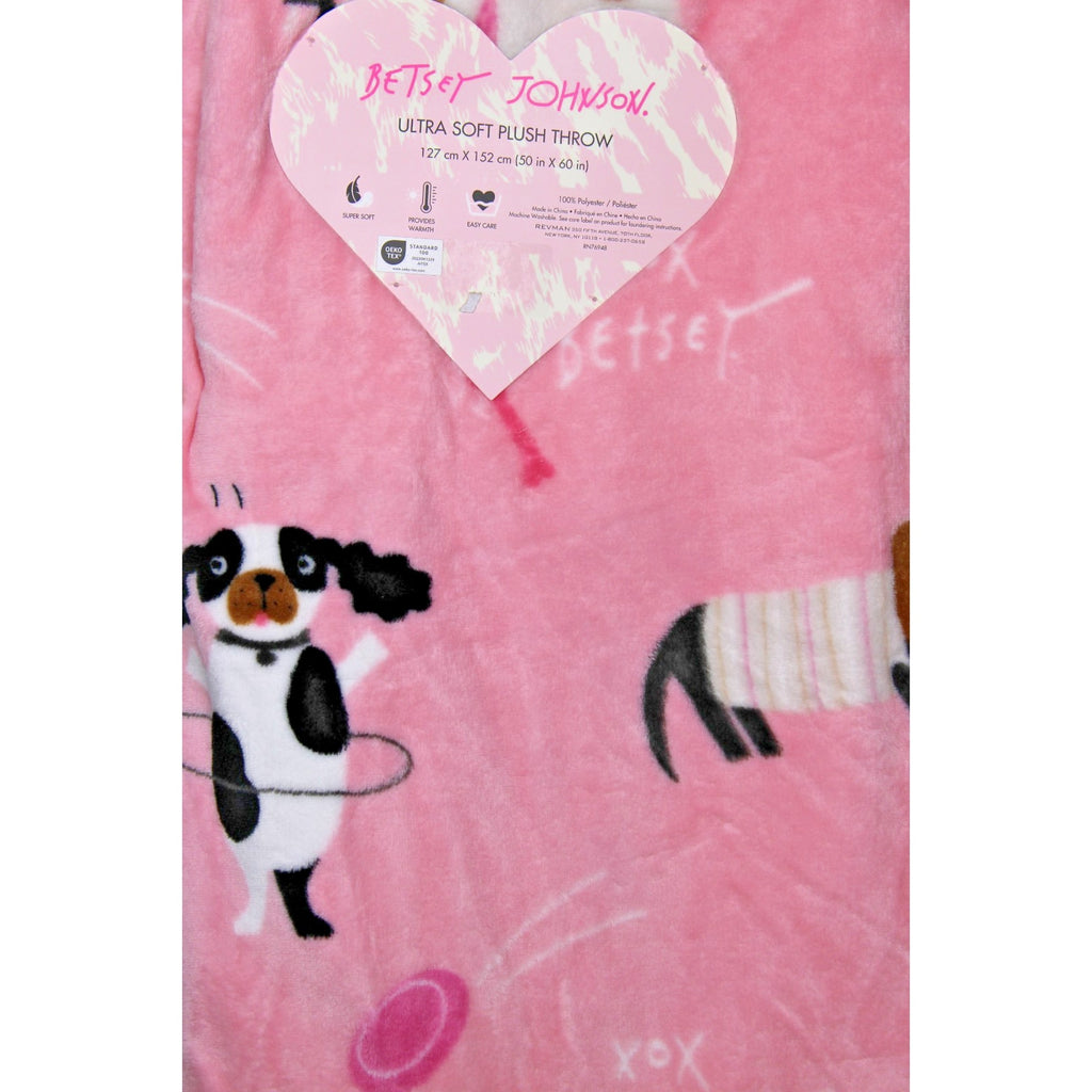 Betsey Johnson Plush Dog Theme ULTRA soft plush Throw Blanket.