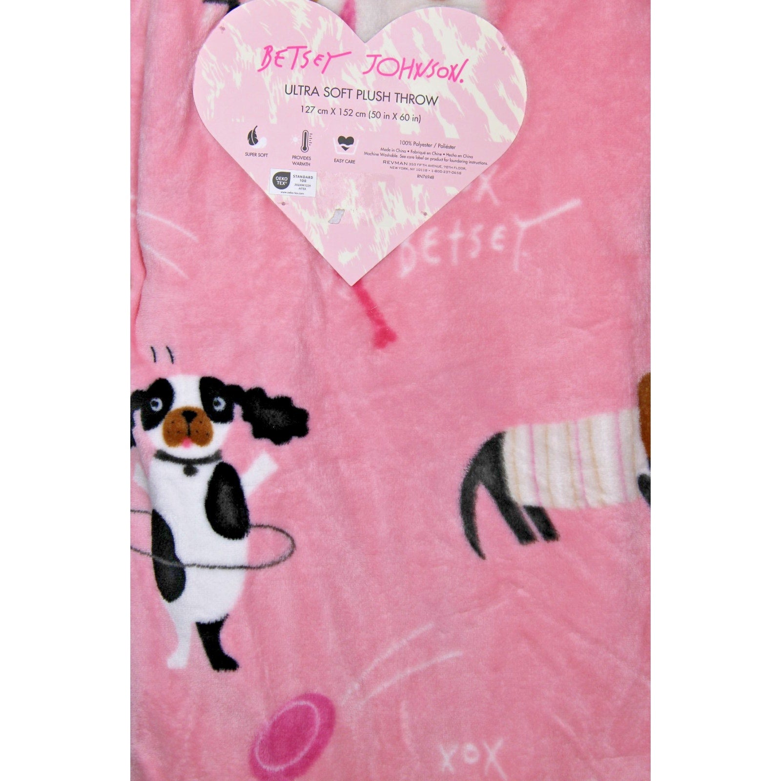 Betsey Johnson Plush Dog Theme ULTRA soft plush Throw Blanket.