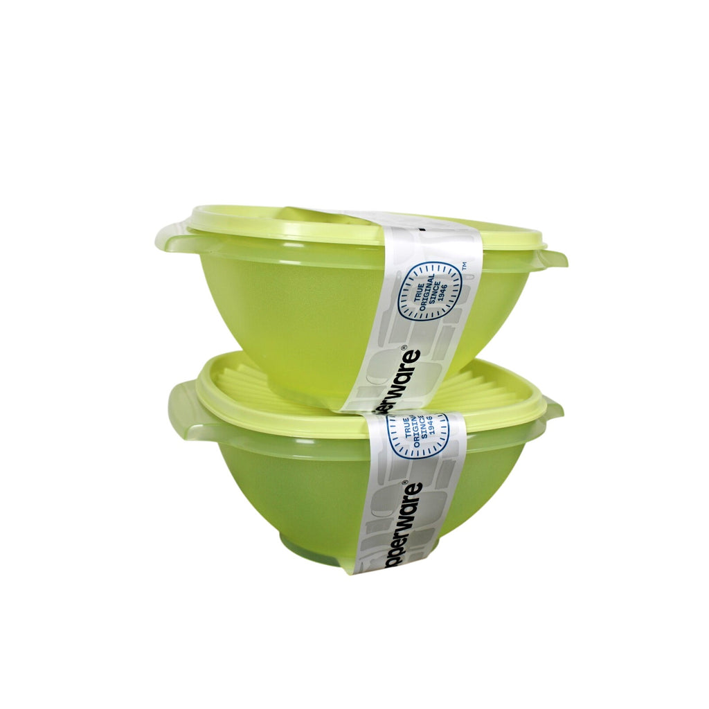 2pc Tupperware Servalier Bowl 5.25/ 1.3L Cups Lemon/Lime With Matching Seal