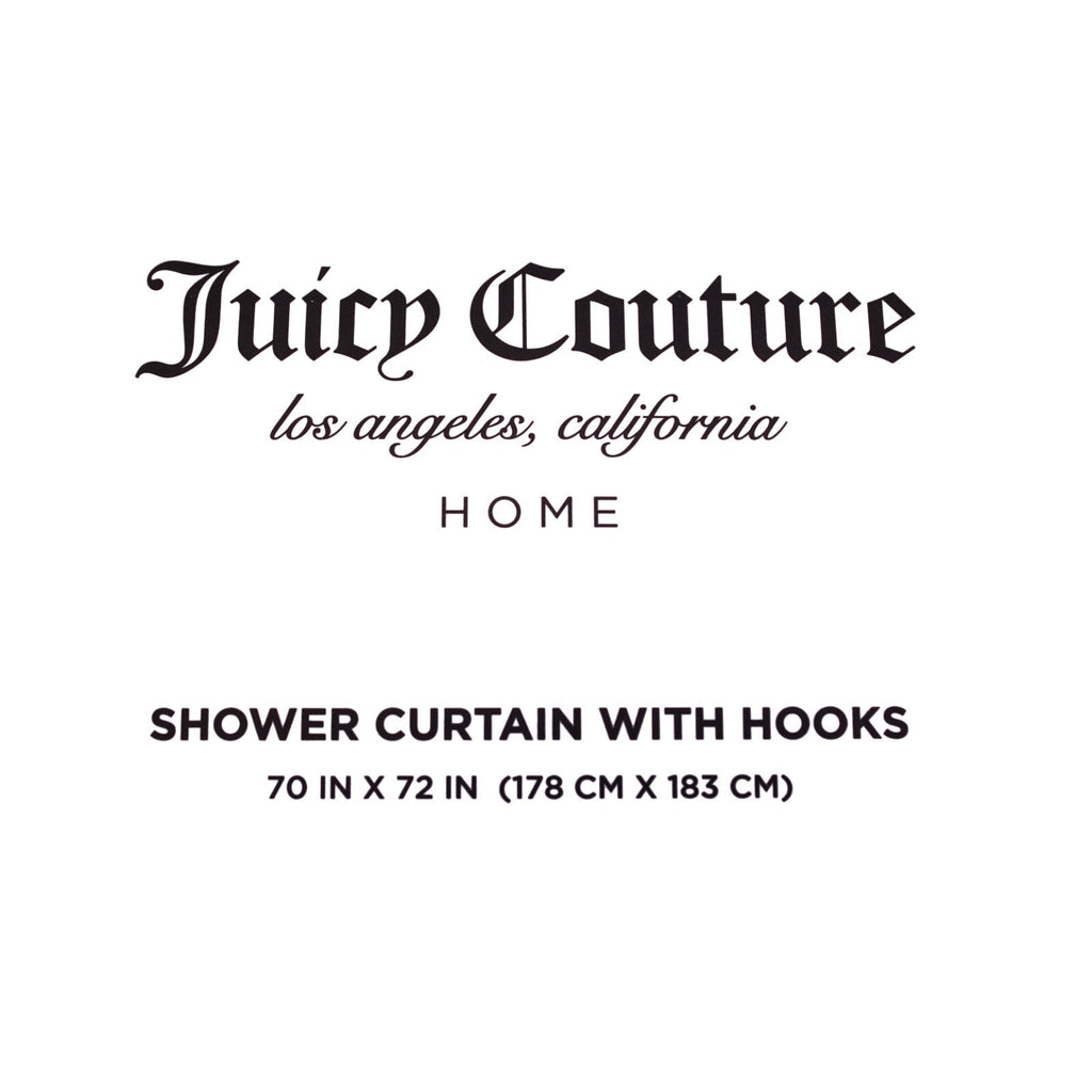 New Juicy Couture Pink Black Roses JC Logo,  Fabric Shower Curtain 12 Hooks