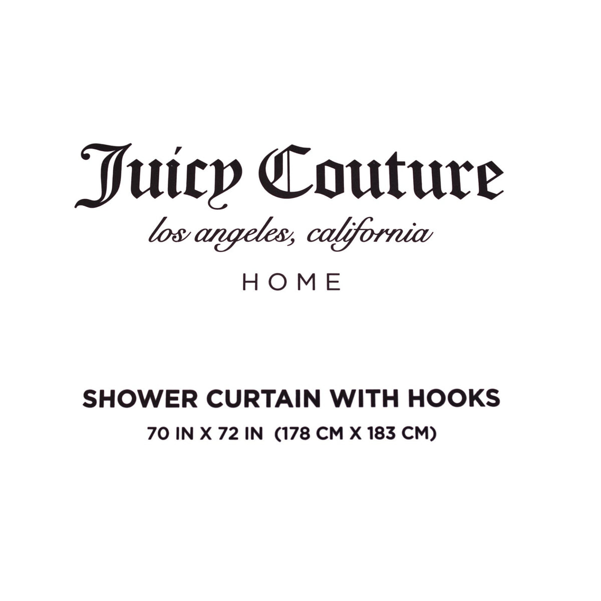 New Juicy Couture Pink Black Roses JC Logo,  Fabric Shower Curtain 12 Hooks