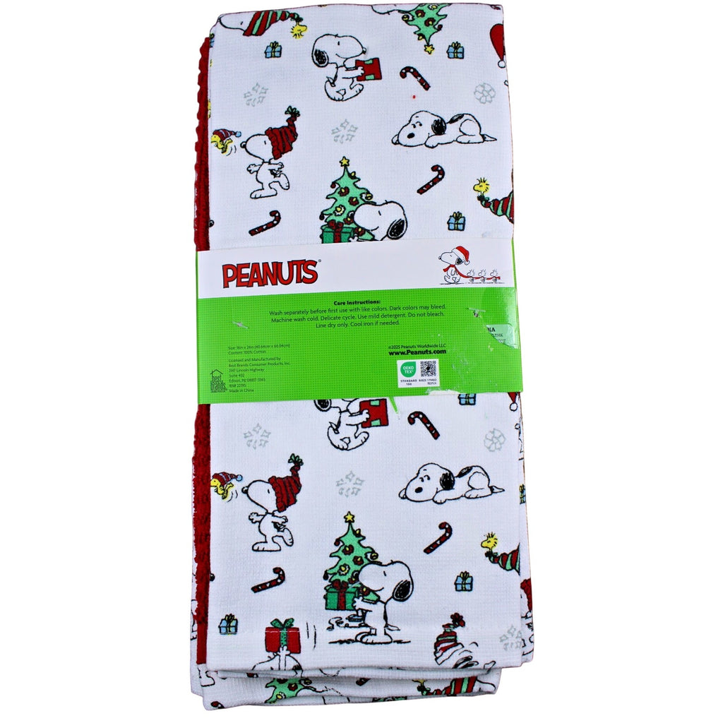 Peanuts Snoopy and Woodstock Set Of 3 Kitchen Towels Christmas Trees Candy Canes
