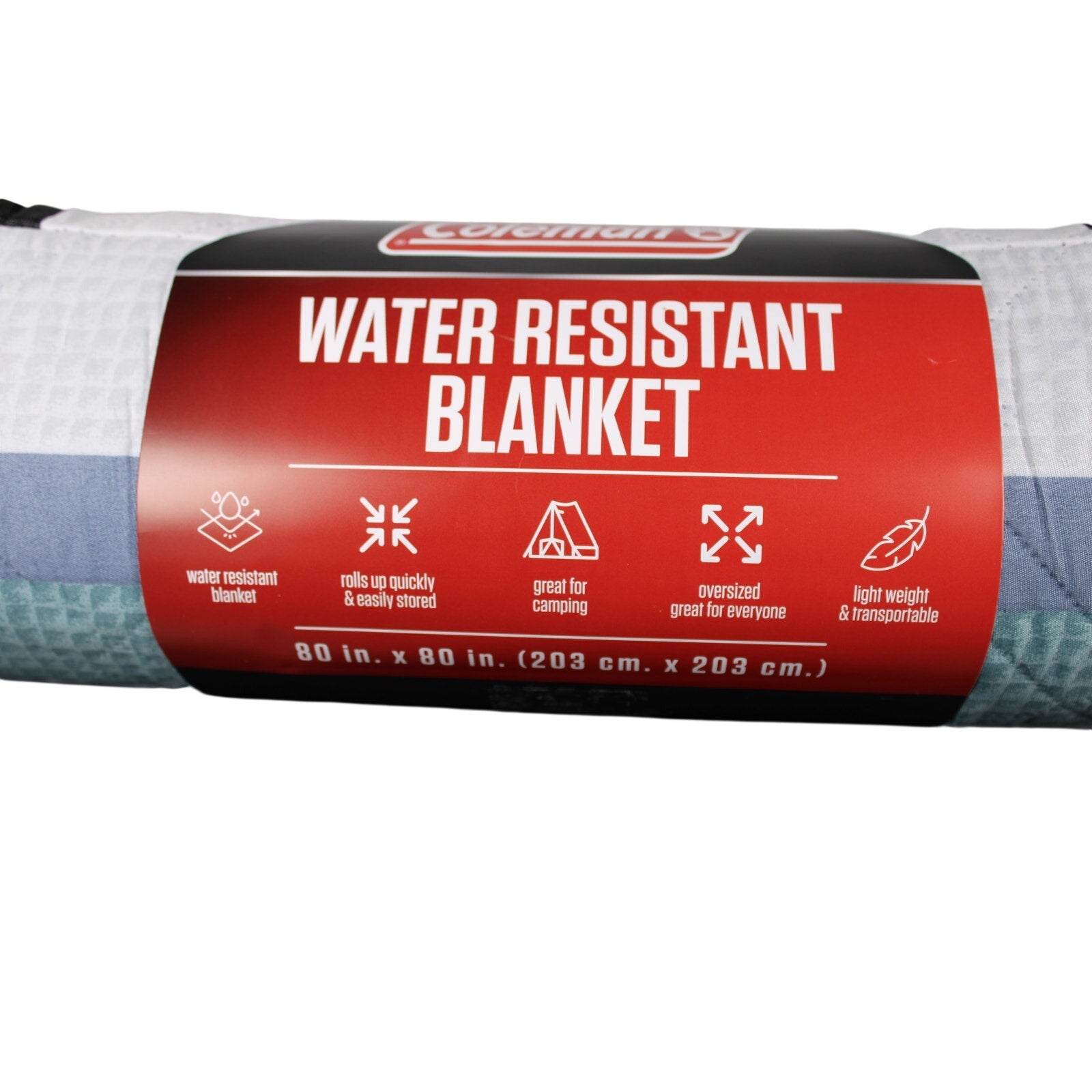 COLEMAN Water Resistant Gray, Blue OUTDOOR BLANKET CAMPING PICNIC BEACH 80 X 80