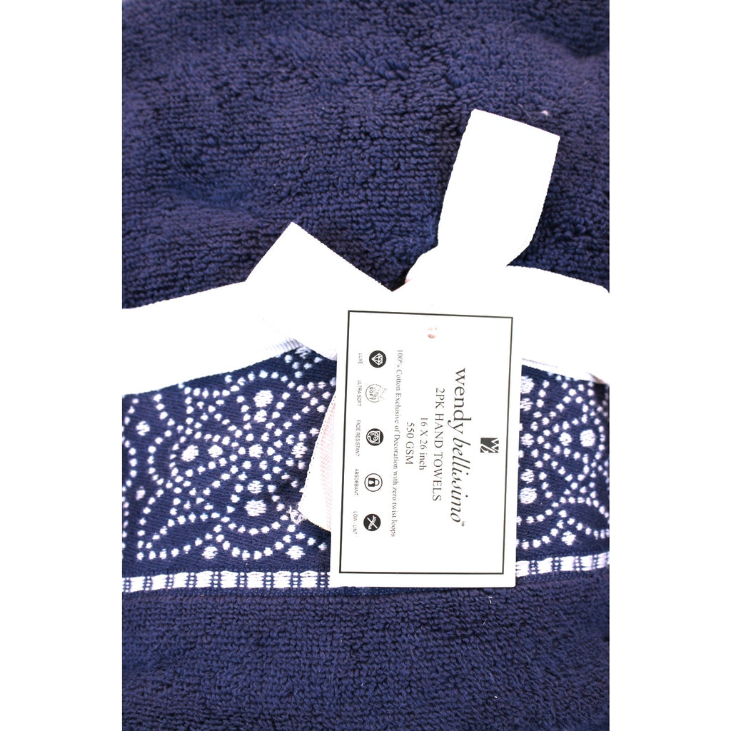 Wendy Bellissimo 4pc Blue Floral Towel Set - 100% Cotton Ultra Soft - NEW