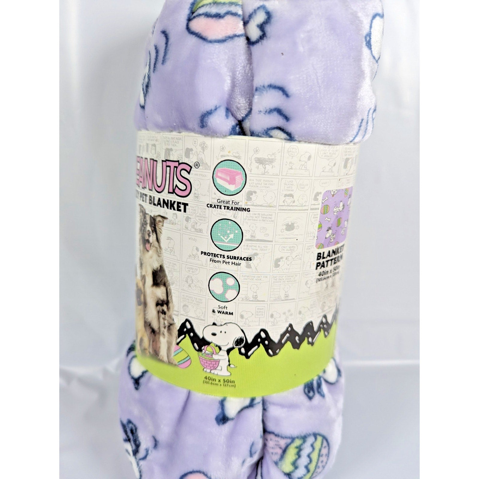 PEANUTS Cozy Sherpa Blanket for Pets - Snoopy, Easter Eggs, Bone, 40” X 50” NEW