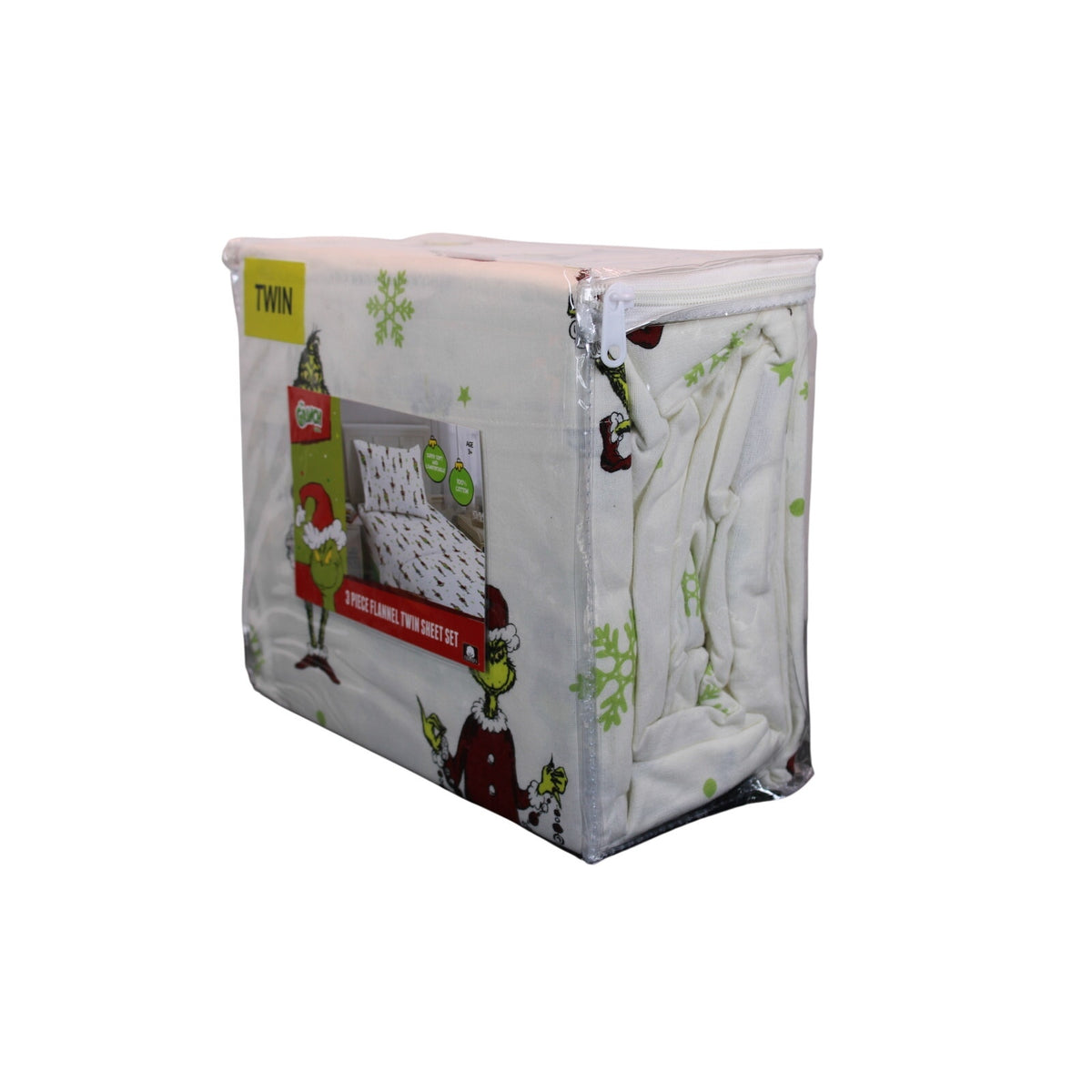 Festive New Dr. Seuss Grinch Twin Cotton Flannel Sheet Set