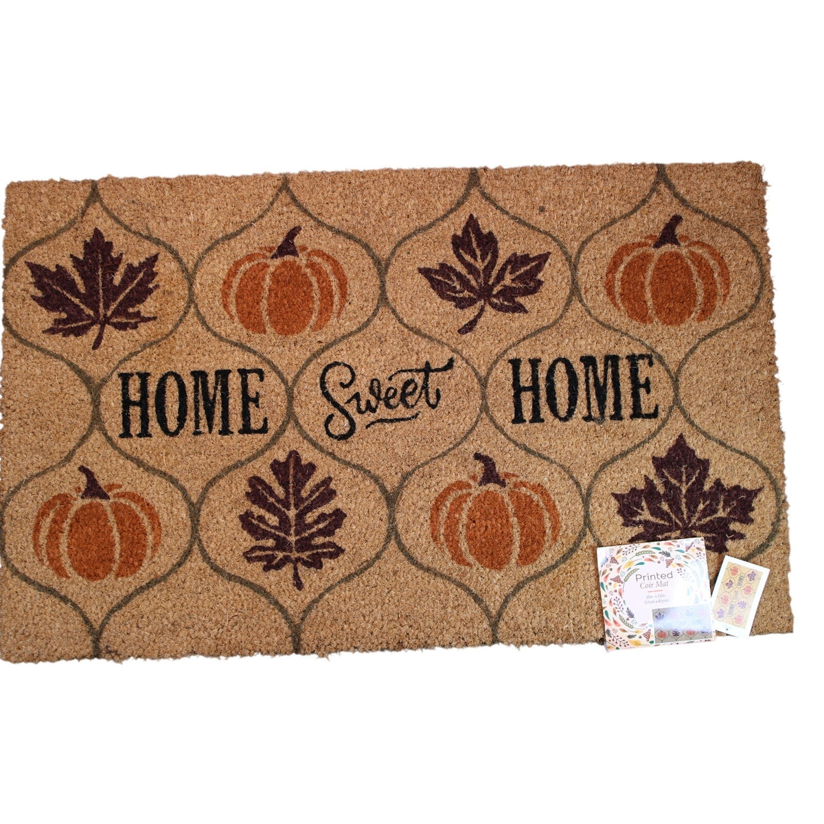 Home Sweet Home Pumpkin Maple Leaves Heavy-Duty 5lb. Coir Mat Non Slip 20"x32"
