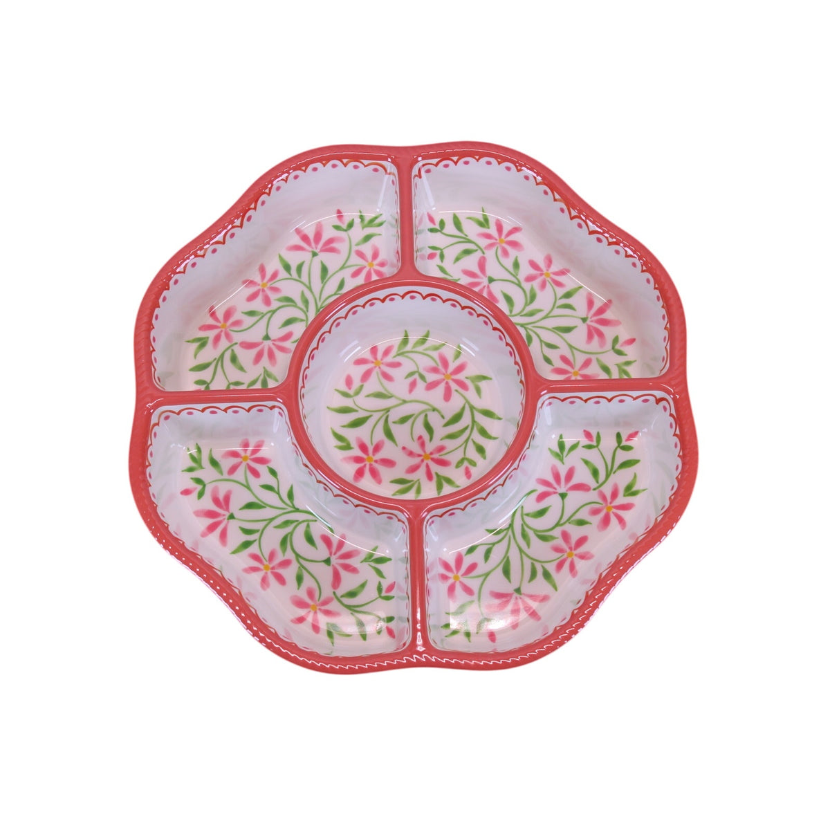 5pc. Melamine Serving Set Floral Tortilla Warmer, Taco Holder, Dip/Chip Tray NEW