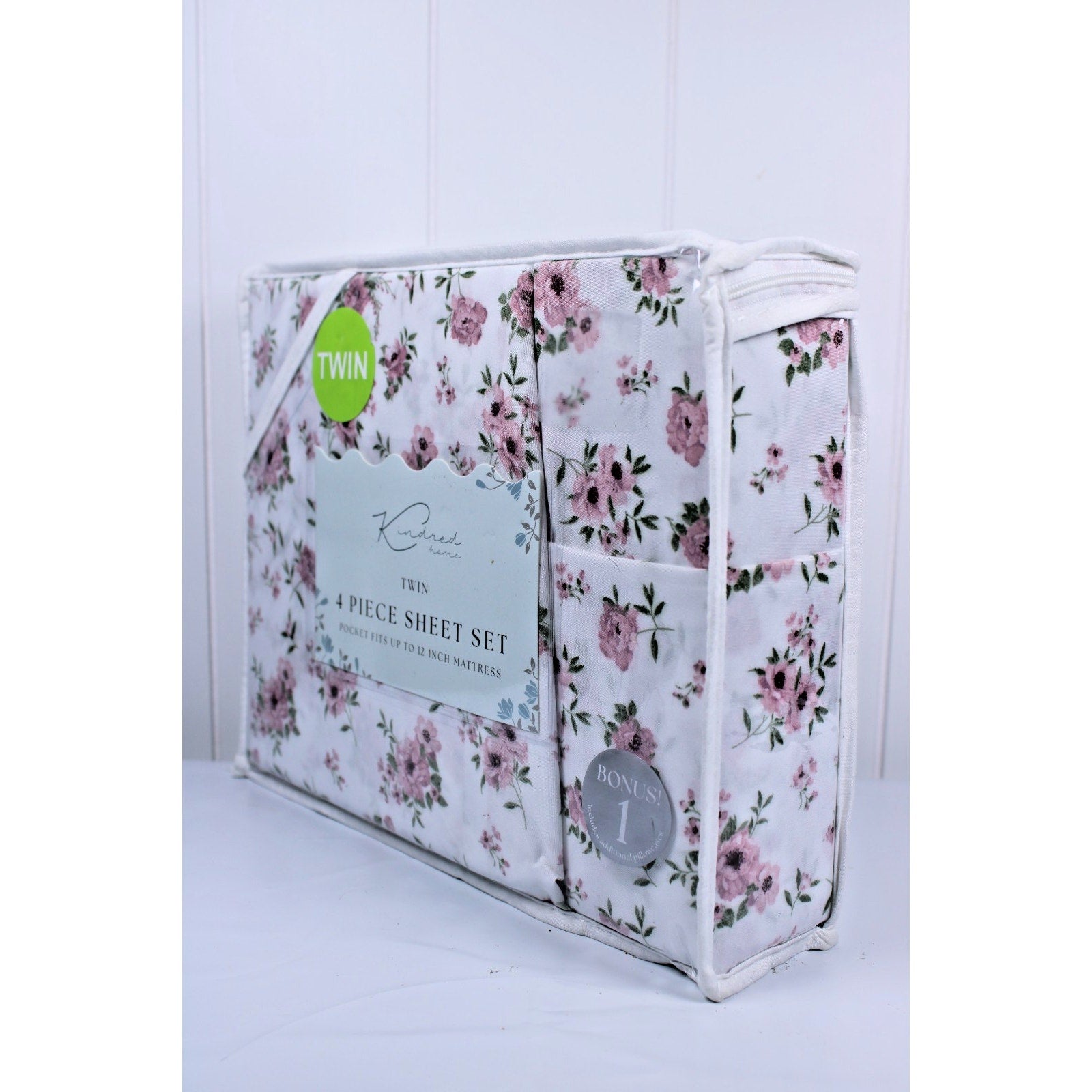 KINDRED HOME 4 PIECE Floral DESIGN TWIN SHEET SET 1 EX PILLOWCASE