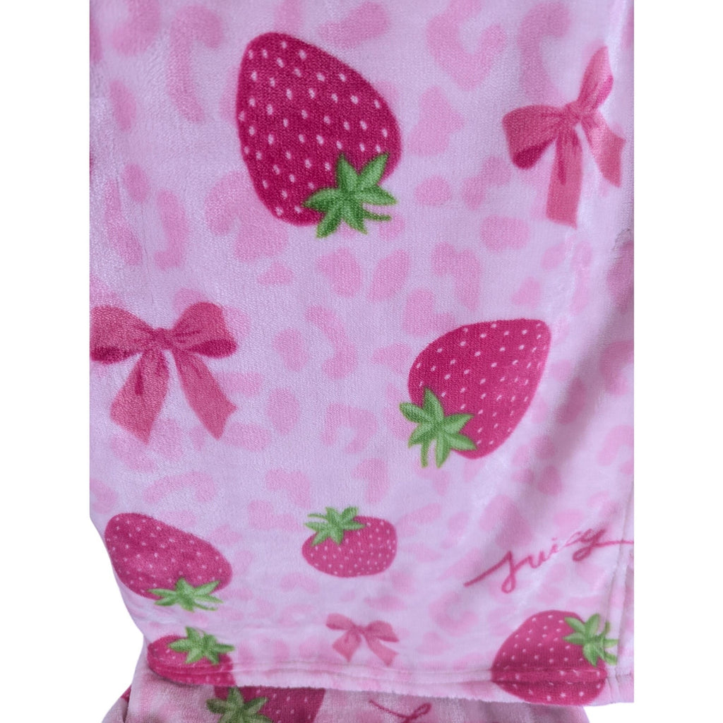 Juicy Couture Kids Plush Throw, 50x70, Strawberries, Pink Bows