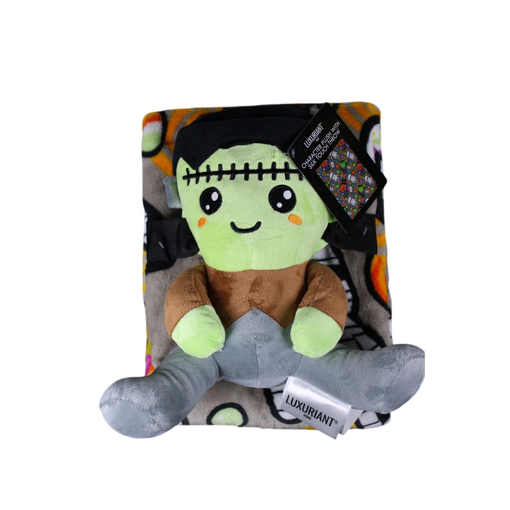 Frankenstein Character Plush Toy & 40" x 50 " Silk Touch Throw Set - New