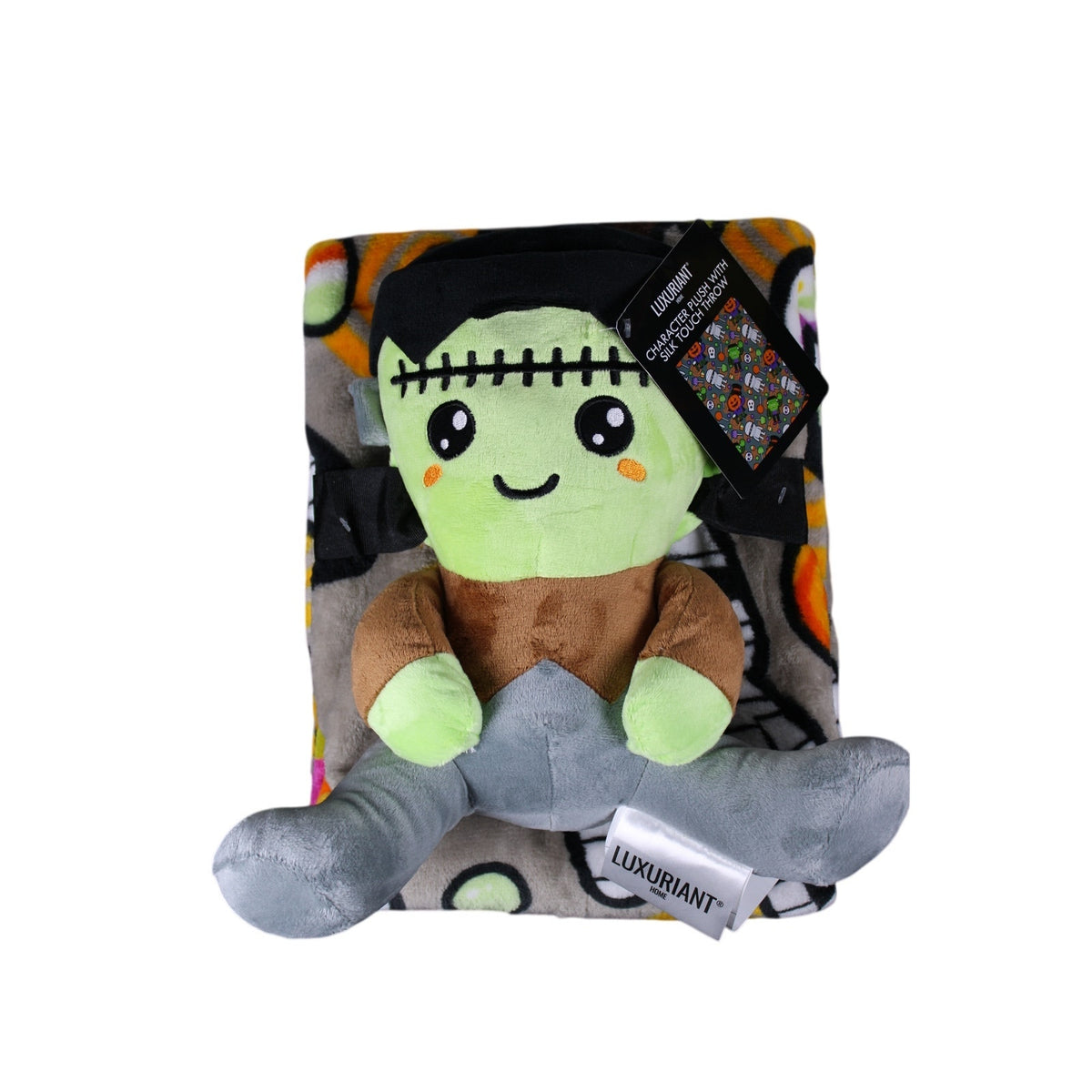 Frankenstein Character Plush Toy & 40" x 50 " Silk Touch Throw Set - New