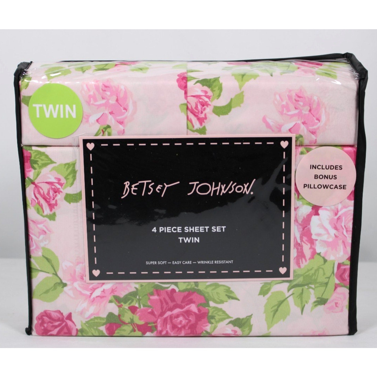 Betsey Johnson 4 Piece Twin Sheet Set Bouquet Floral Pink