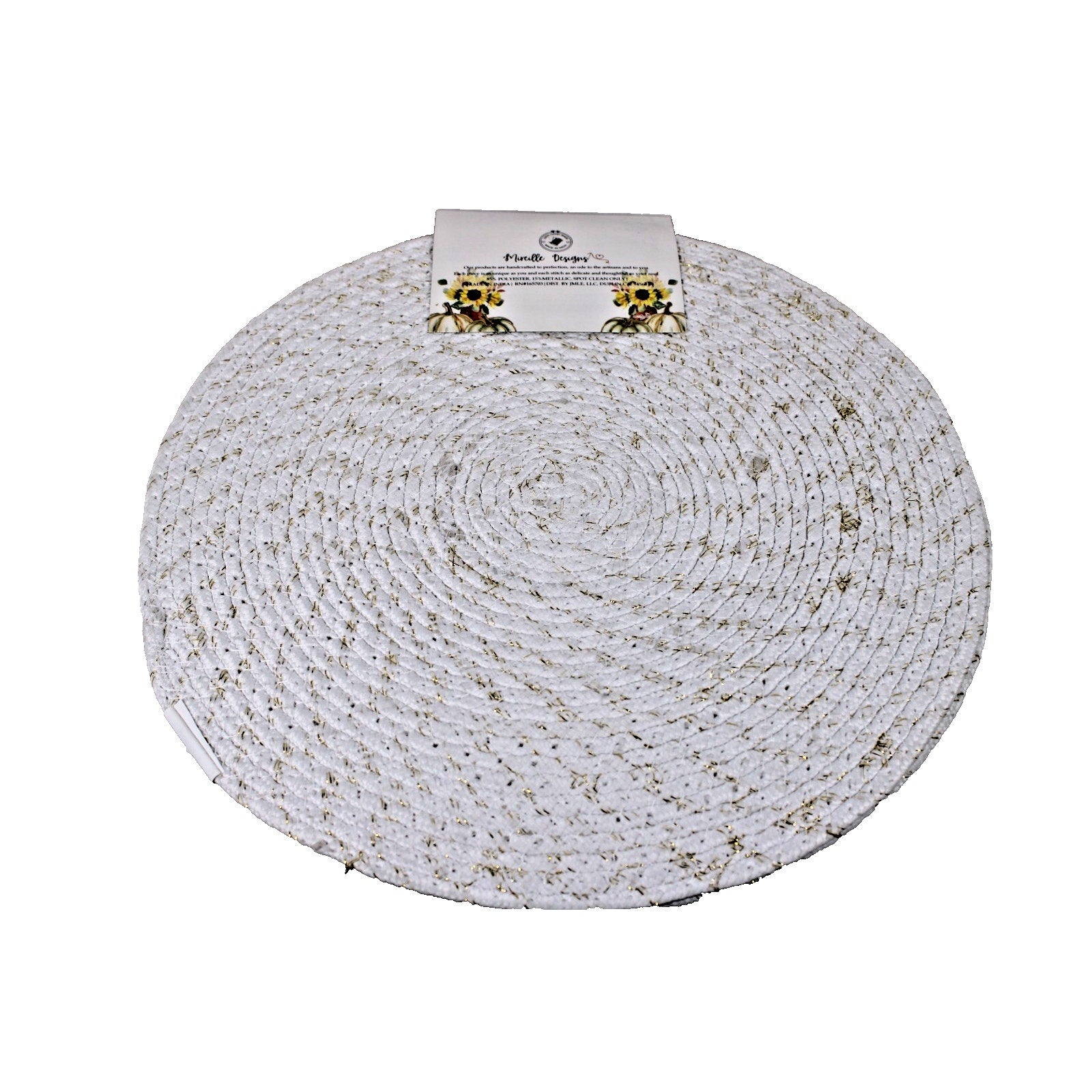 Pumpkins Thanksgiving Fall Harvest Braided Fabric Round Placemats Set of 4 -15"