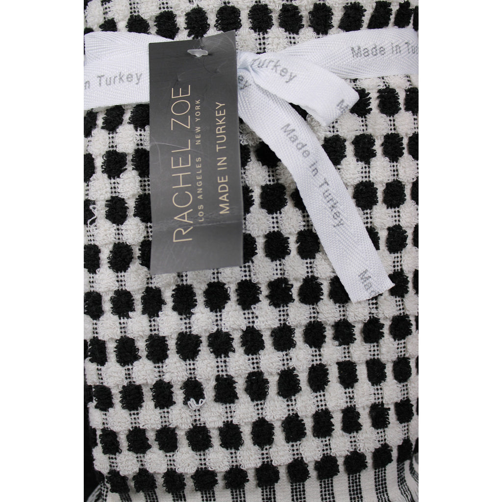 RACHEL ZOE 4pc Bath Towel Set Black White Polka Dot Bath, Hand - Turkish Towels  NEW