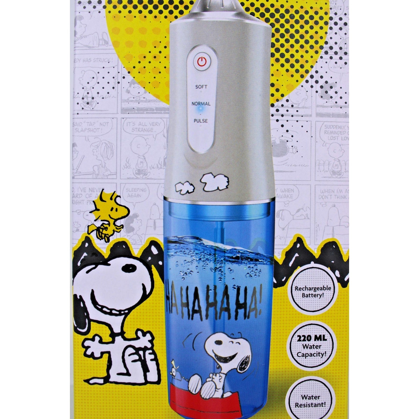 Peanuts Snoopy Electric Water Flosser USB Rechargeable 3 Cleaning Modes Blue