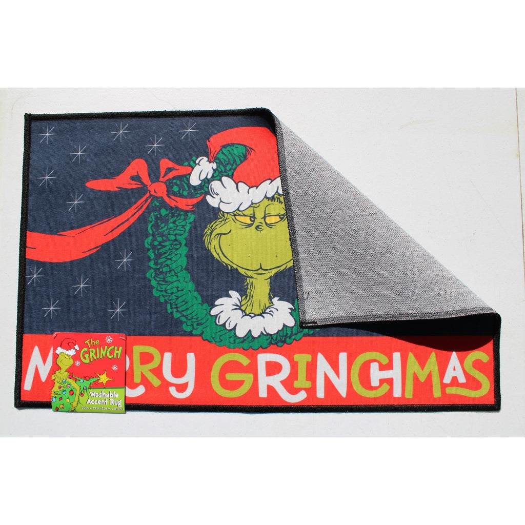 Dr. Seuss The Grinch Accent Rug Mat 20”x32” Merry Grinchmas Christmas Wreath NEW
