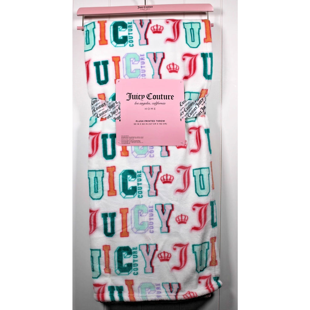 JUICY COUTURE PLUSH PRINTED THROW 50" X 60" JUICY COUTURE with CROWNS
