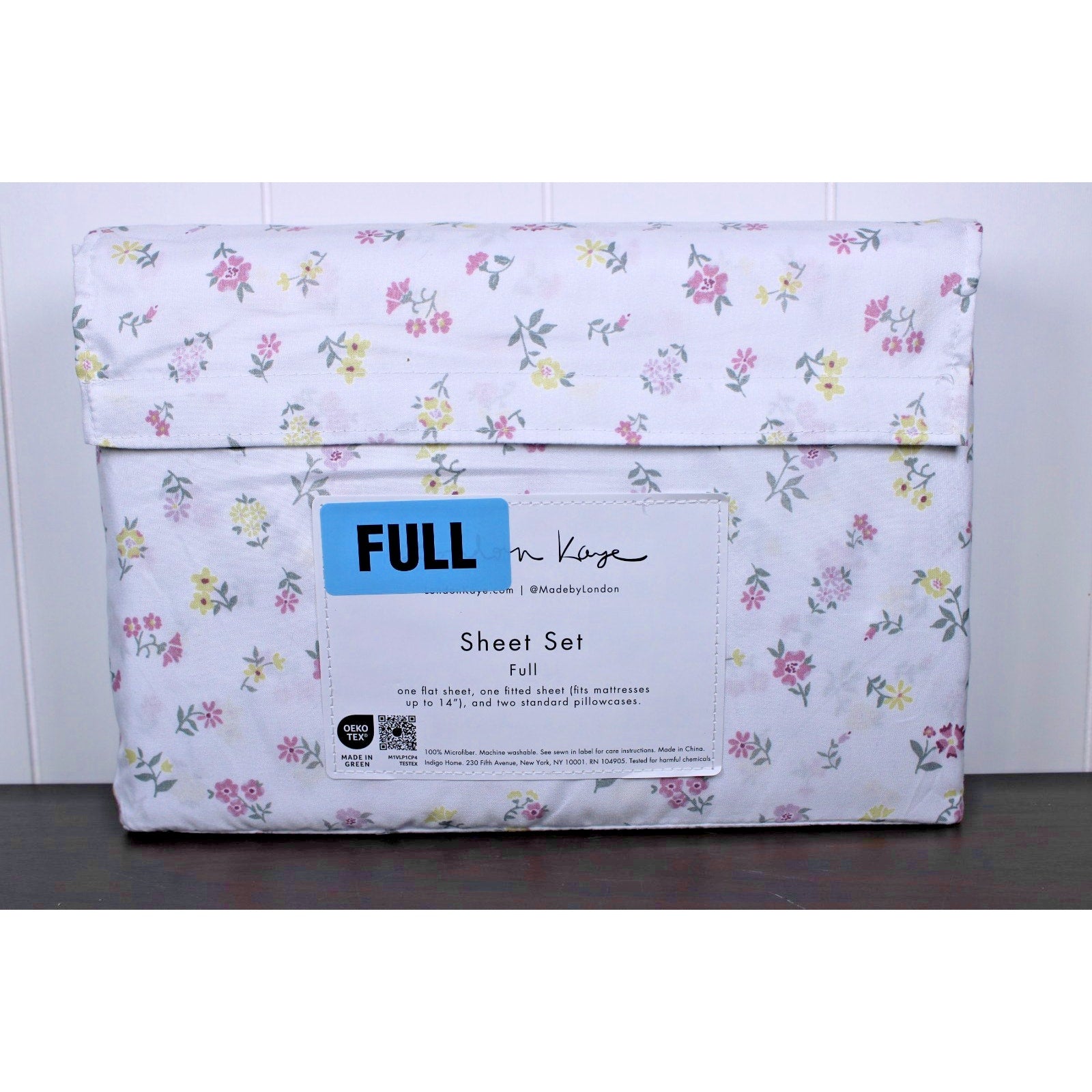 London Kaye Pink & Yellow Flower Garden Soft Brushed Full Sheet Set NEW