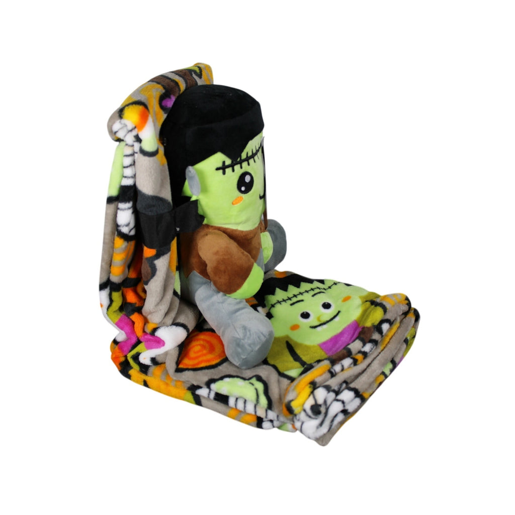 Frankenstein Character Plush Toy & 40" x 50 " Silk Touch Throw Set - New