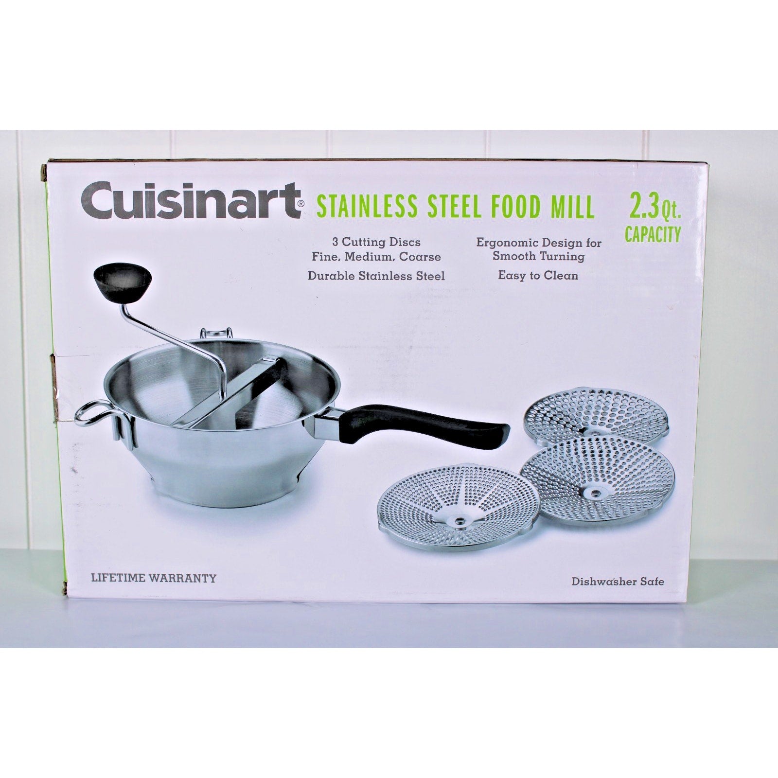 Cuisinart Stainless Steel Food Mill 2.3 Qt-3 Cutting Discs Fine, Medium, Coarse