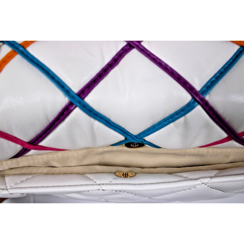I.N.C. AJAE Flap Crossbody Soft Quilted Vanilla Multi w/ Dual Use Handle