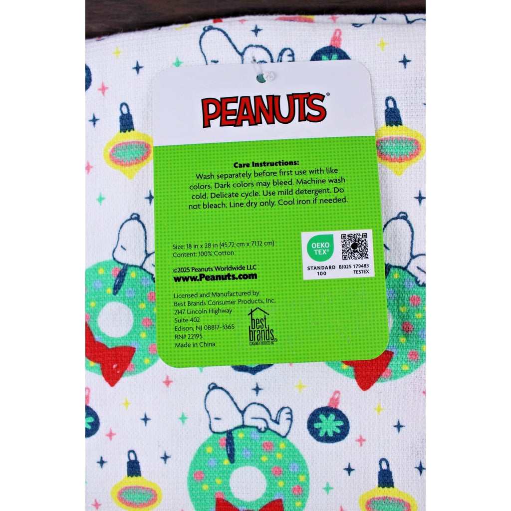 Peanuts Best Brands 2025 Snoopy Wreaths Christmas Kitchen Towel Set 18x28 Cotton
