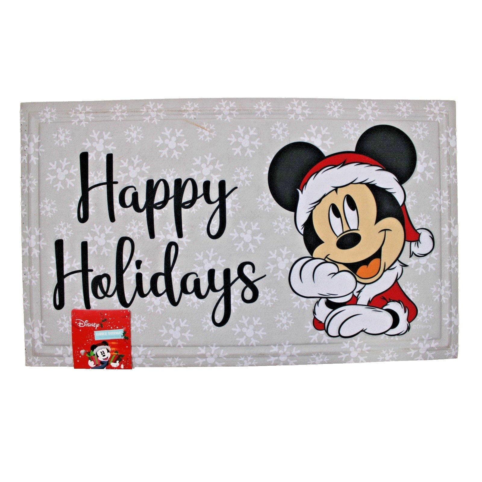Disney Mickey Mouse Rubber Doormat 18"x30" Happy Holidays