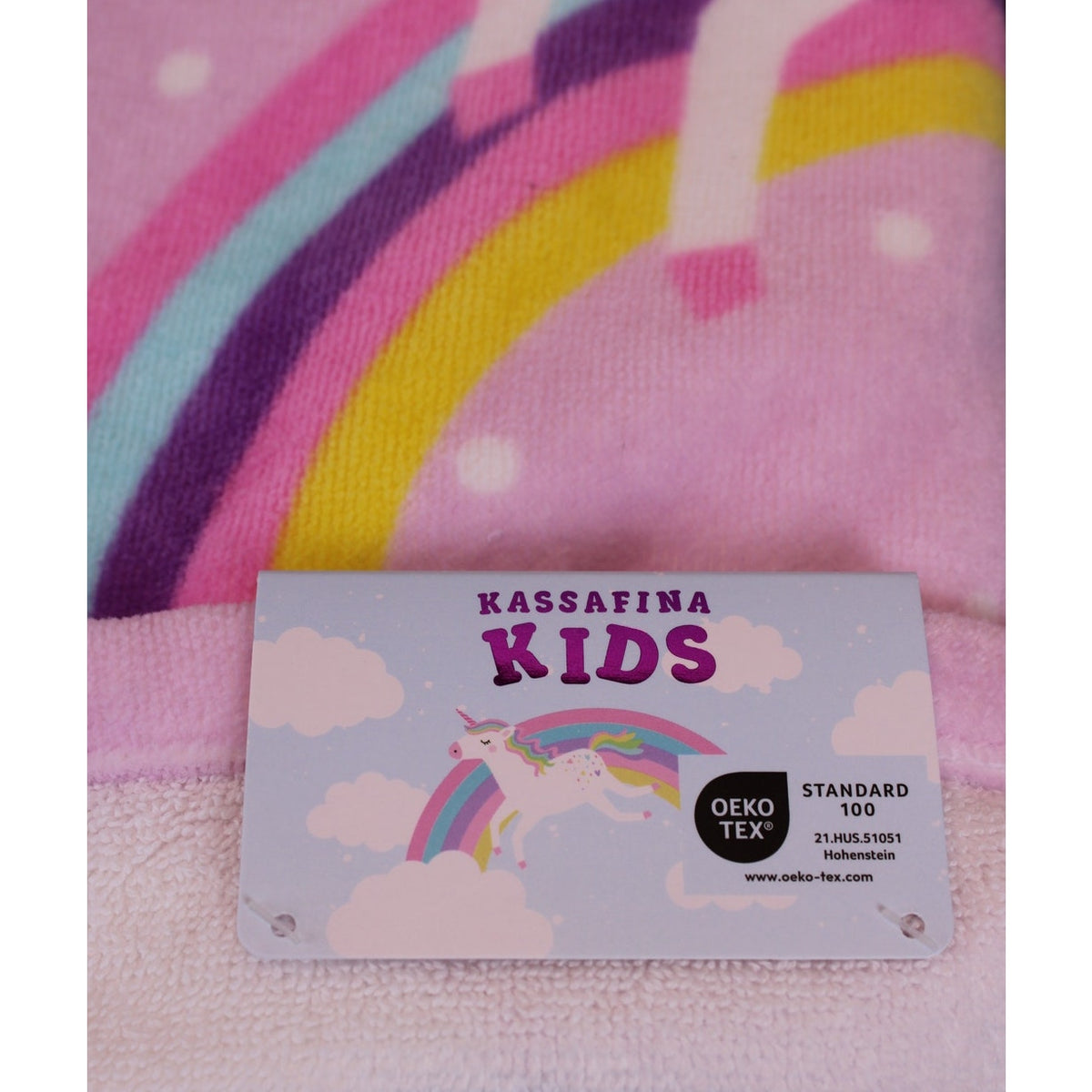 KASSAFINA 3pc Kids Rainbow Unicorn Bath Towel (28x52)  2 Hand Towels 100% Cotton