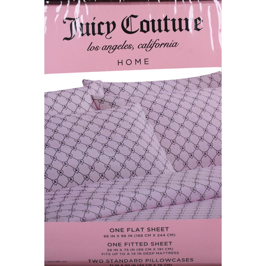 Juicy Couture Twin 4psc Bed Sheet Chains and Hearts