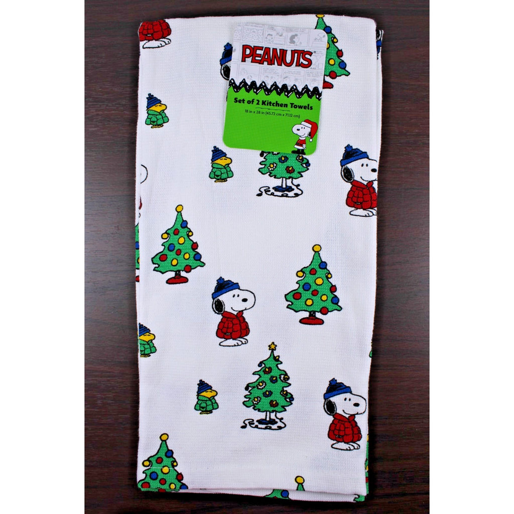 Peanuts New Best Brands 2025 Snoopy Christmas Kitchen Towel Set 18x28 In Cotton