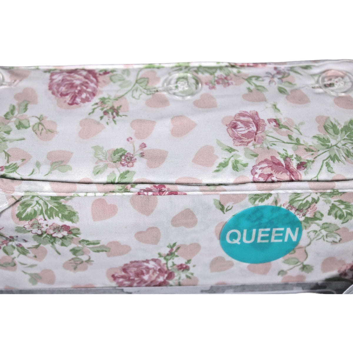 THE FARMHOUSE Rachel Ashwell 4 Pcs. White/Pink Queen Sheet Set Roses & Hearts
