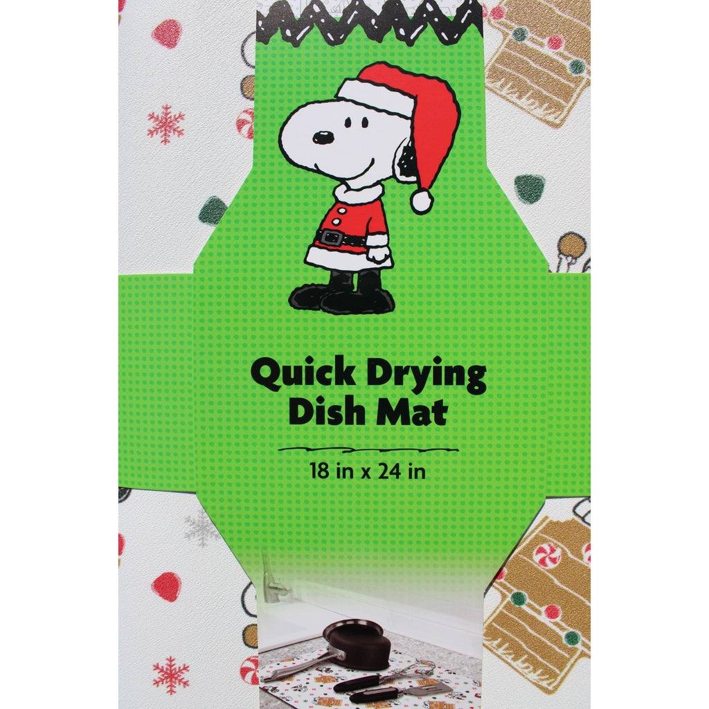 Peanuts Snoopy Christmas Candy Gingerbread Doghouse Dish Drying Mat 18x24