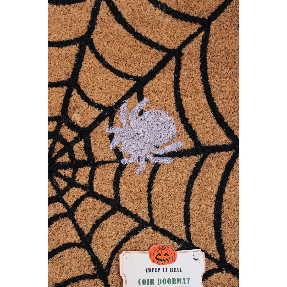 CREEP IT ALL - Spiders Coir Doormat Halloween Black Cobweb, 20x32, Non-slip