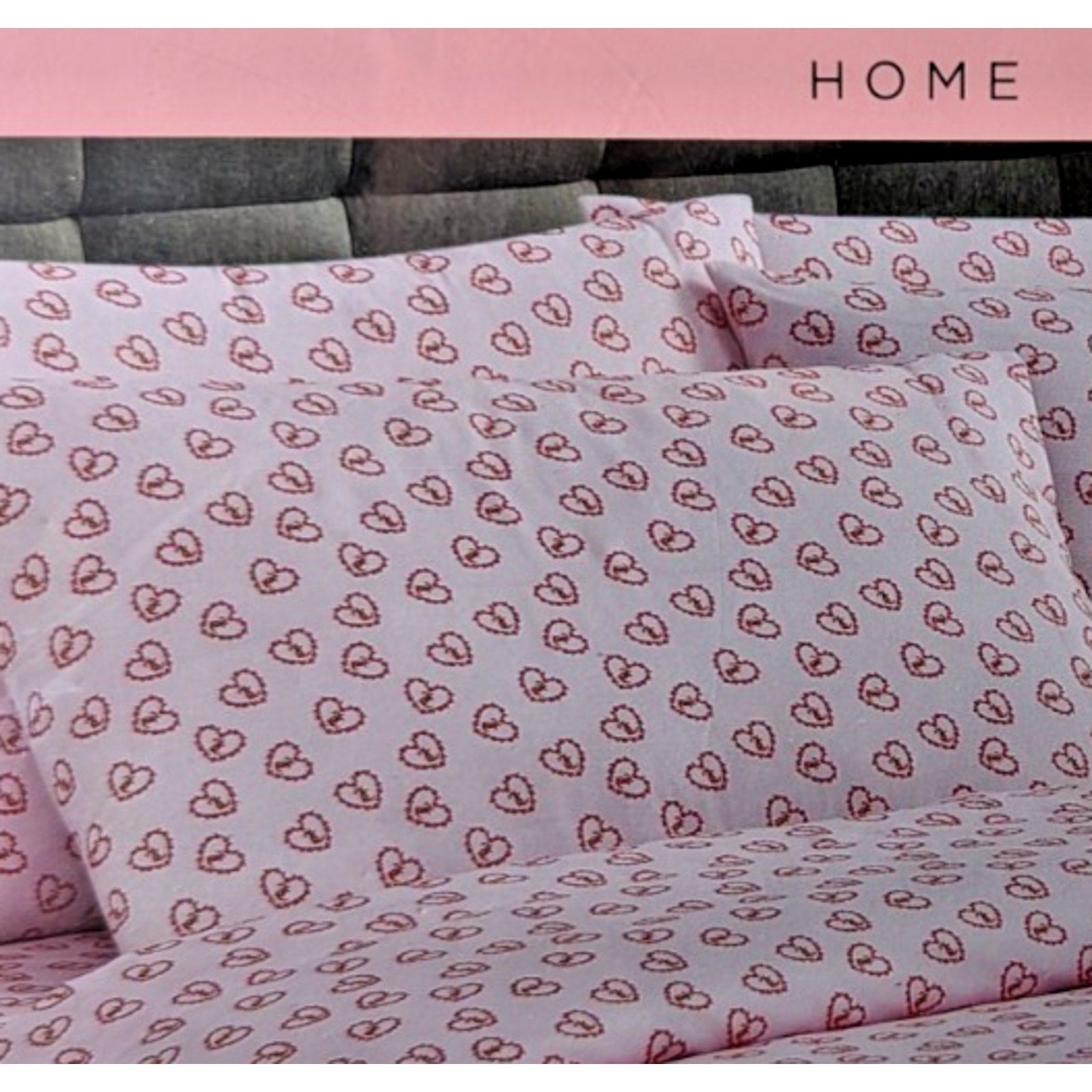 Juicy Couture Queen 6pc Sheet Set, Juicy Monogram, Rose Hearts, Pink