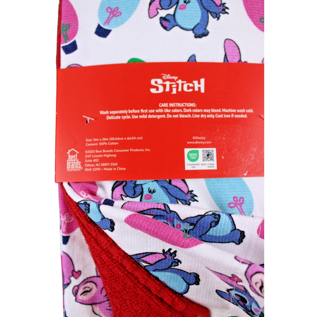 Disney Angel & Stitch Christmas Light Bulbs Holiday 3 Pack Kitchen Towels 16x26