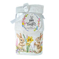 Happy Easter Spring Beaded Bunny Floral Hand Towels Set of 2, 16x28" 100% Cotton