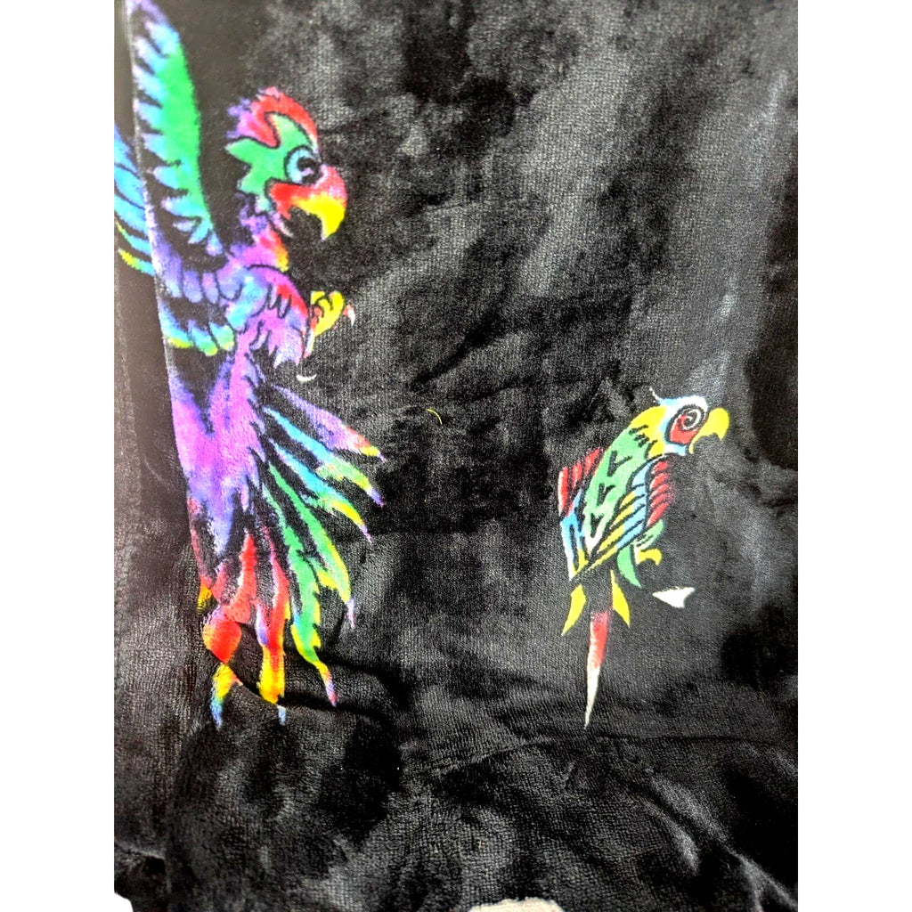 Ed Hardy Printed Plush Oversized Throw Blanket Black Parrot Tattoo Art 60x70 NEW