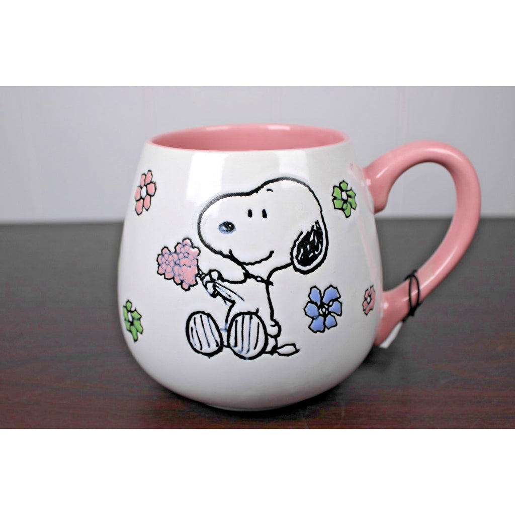 PEANUTS Snoopy FLOWERS Gibson Homeware 20oz Coffee Mug, Hot or Cold
