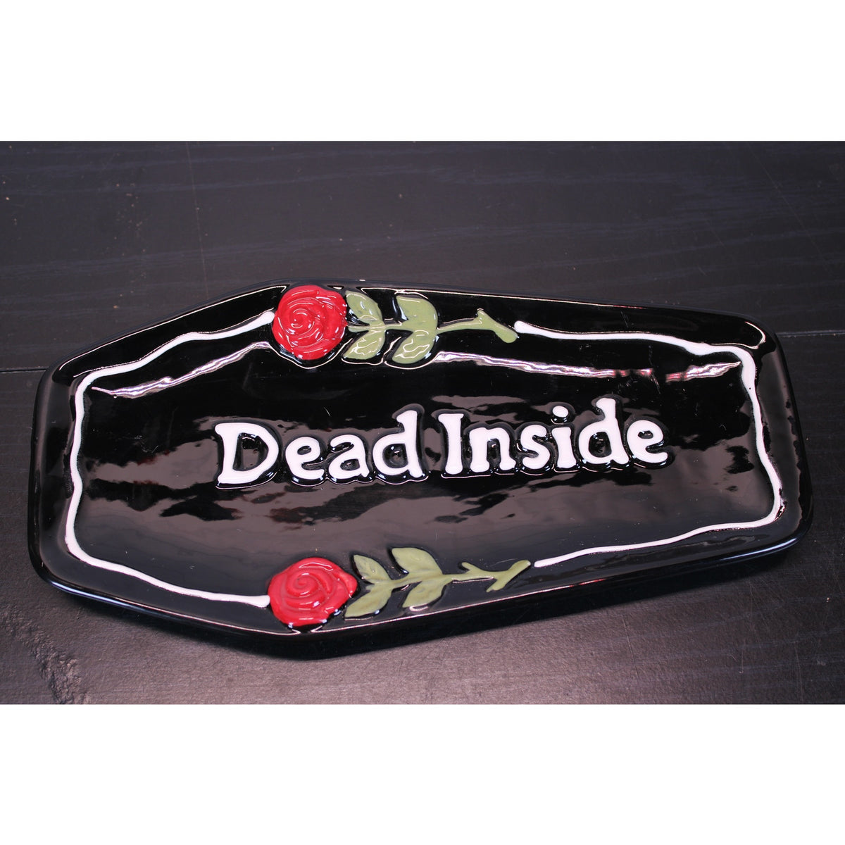 Midnight Spell Halloween Coffin Shaped Serving Platter Dish / Over-sized Spoon Rest