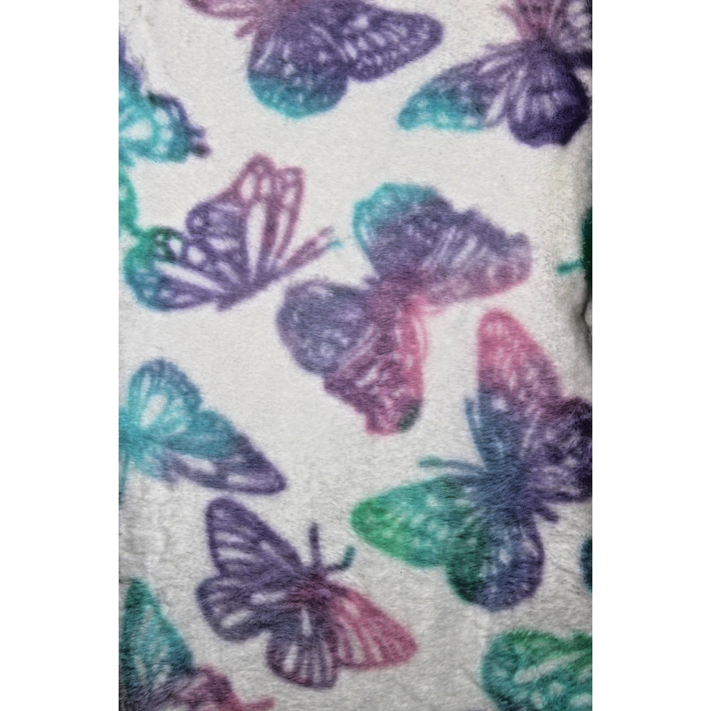 Betsey Johnson White with Butterflies Luxe Faux Fur Throw Blanket - Super soft