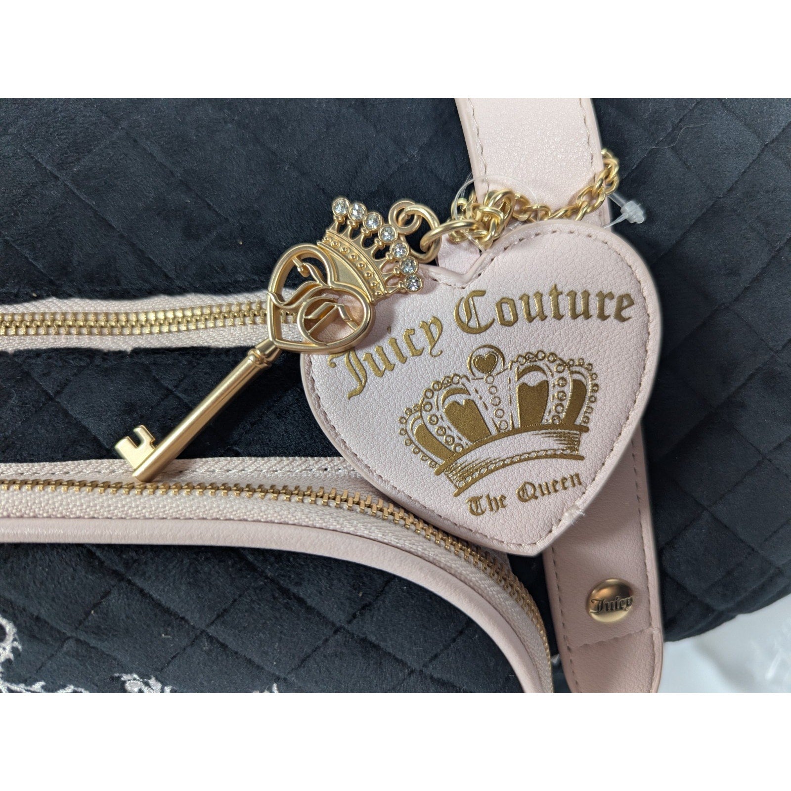 Juicy Couture Juicy Tale Weekender Tote Bag Black Pink Quilted Bow Bag Y2K NWT