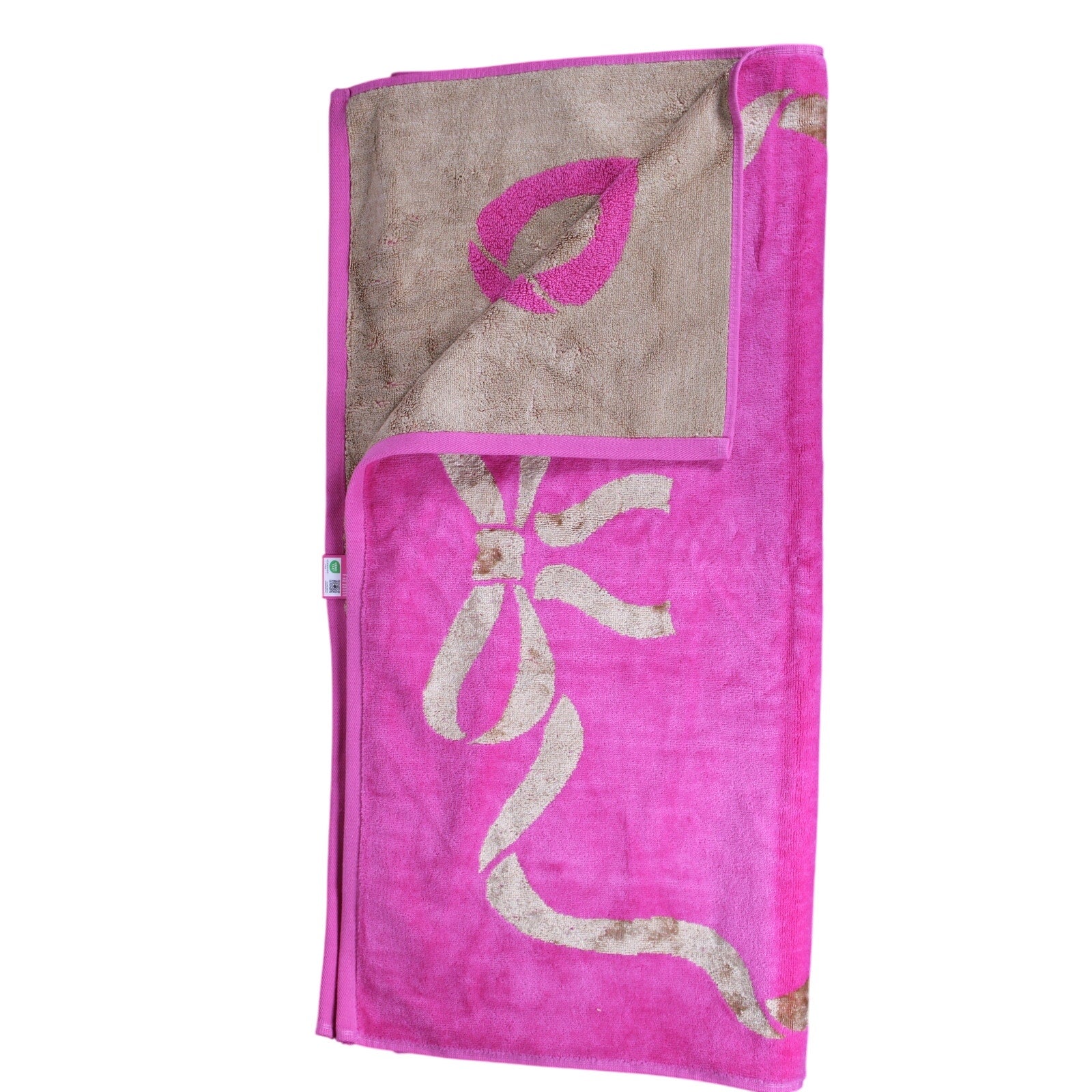 JUICY COUTURE 2psc. PINK FUCHSIA GOLD BOW TIE COTTON VISCOSE Soft 1 BATH 1 HAND TOWEL